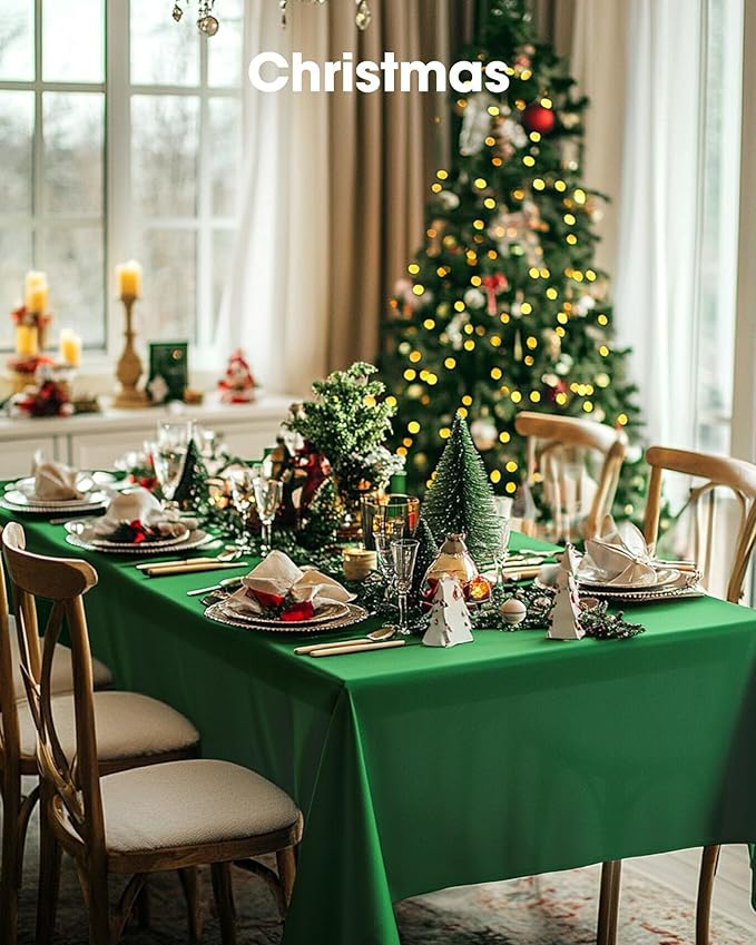 Pureegg Plastic Table Cloth Disposable 3 Pack, 54x108 Inch Rectangular Table Cloth, Leakproof Table Cover for Parties, Picnic, Weddings, St Patricks Day, Christmas Decorations, Green