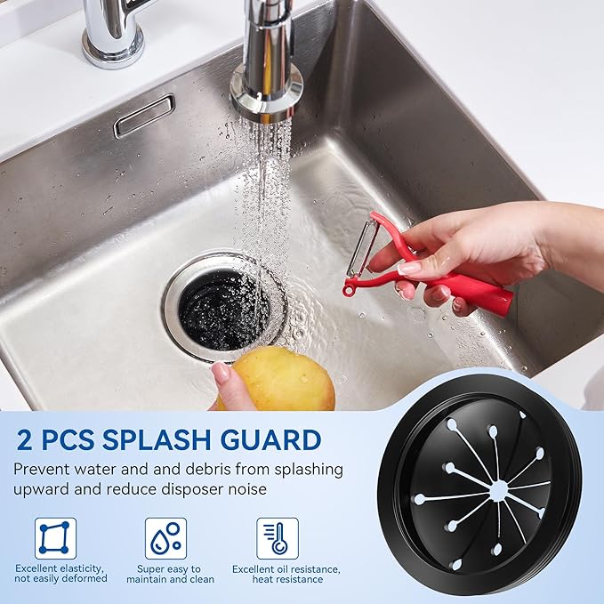 Saillong 4.48" Diameter Garbage Disposal Sink Flange Kit with Garbage Disposal Stopper and Splash Guard, Compatible with Waste King EZ Mount, Whirlaway and GE Models