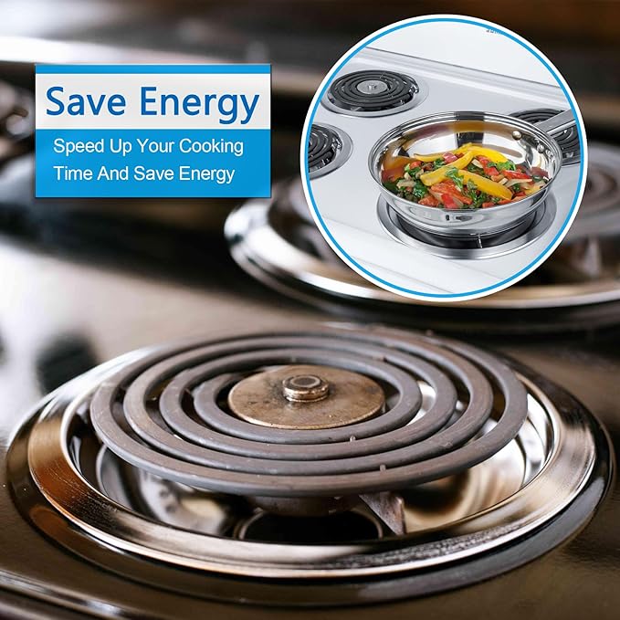 Premium Drip Pan Electric Stove Burner Covers for Whirlpool, Maytag, Kenmore - Replacement for W10278125, W10196405 & W10196406-4 Pack (2x6" and 2x8")