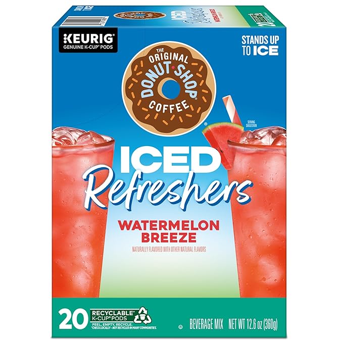 The Original Donut Shop Iced Refreshers, Watermelon Breeze Flavor, Keurig Single Serve K-Cup Pods, Brew Over Ice, 20 Count
