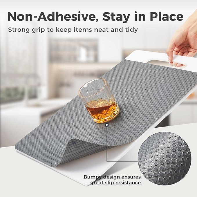 100% EVA Shelf Liner for Kitchen Cabinet, 24" x 360" Drawer Liners Non Adhesive Non Slip Waterproof Plastic Paper, Dresser Pantry Bathroom Refrigerator Protector, Grey