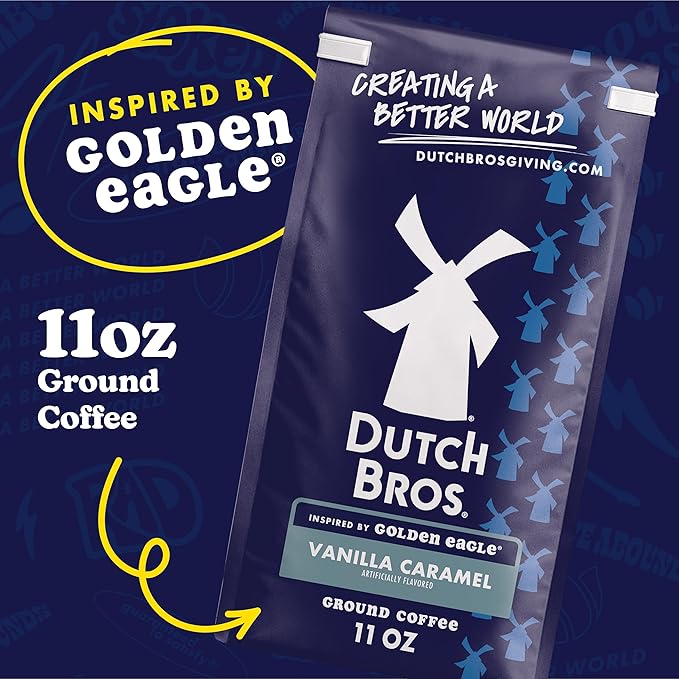 Dutch Bros® Vanilla Caramel Ground Flavored Coffee Inspired by Golden Eagle®, Bagged 11oz (Pack of 3)