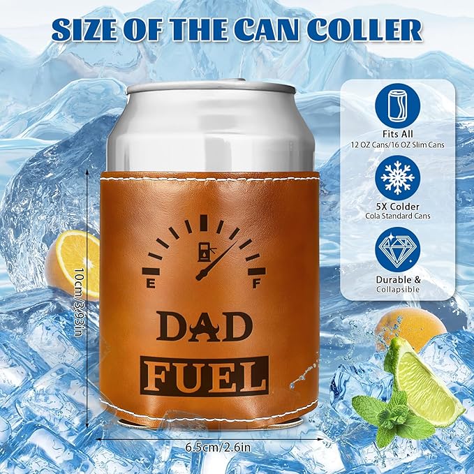 Fathers Day Gifts for Dad from Daughter Son,Funny Gifts for Men,Mens Birthday Gag Cool Retirement Christmas Gifts for Him Husband Grandpa,Leather Can Cooler Sleeve Holder for Soda