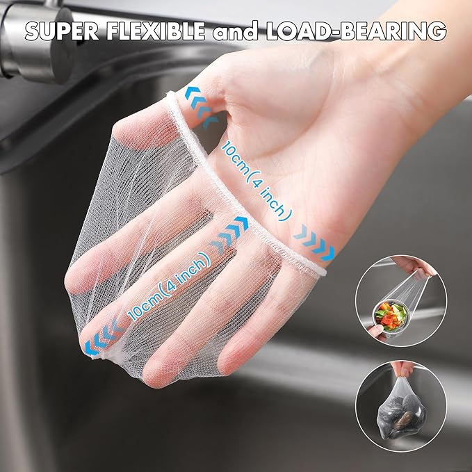 400 Pack Kitchen Sink Strainer Mesh Bag, Anti-Clogging Disposable Sink Drain Covers, Kitchen Essentials Sink Filter Nets, Fits Most Sink Strainers (4.0 x 4.0 Inch)