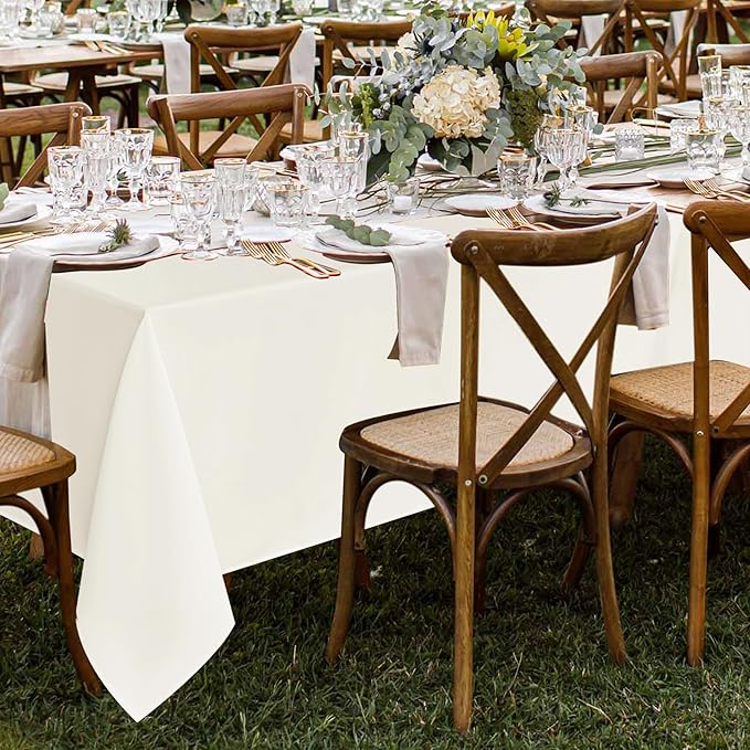 Fitable 8 Pack Table Cloth Rectangle Table: Stain and Wrinkle Resistant Tablecloth Rectangular, Washable Polyester Tablecloths for Wedding Party Dining Banquet Event Catering(Ivory, 70x108 Inch)