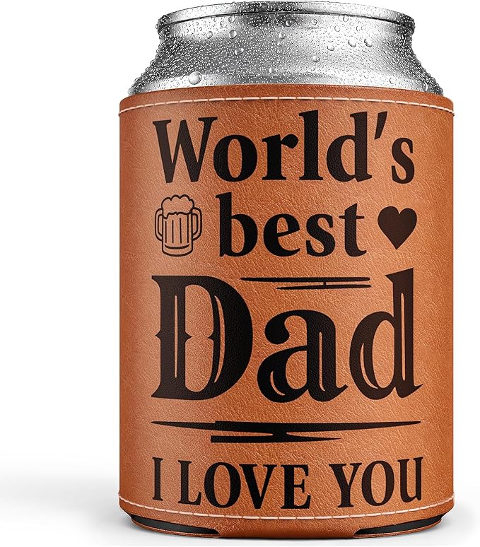 Fathers Day Gift for Dad- Keeps Cold 12Oz Can Cooler Insulated No Wet Hands, Dad Birthday Gifts from Daughter Son with Gift Box for Father's Day Retirement, Cauife Slim Can Koozie for Beer Soda