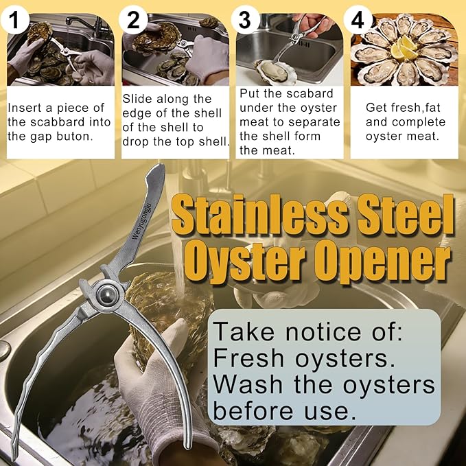 Oyster Shucking Knife Stainless Steel Oyster Opener Oyster Cutter Seafood Opener for Kitchen Seafood Tool Seafood Opener Kit Tools Gift