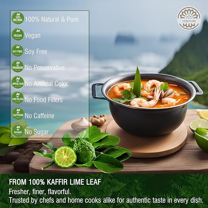 Premium Dried Kaffir Lime Leaves - 0.51 oz (14.5g) Pack for Authentic Thai Flavor (D)