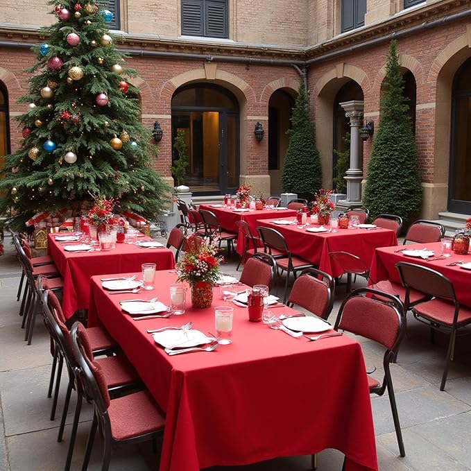 sancua Red Tablecloths for 6 Foot Rectangle Tables, 8 Pack - Washable Polyester Fabric Table Cloth for Wedding Christmas Party, Birthday, Banquet Reception, 54x108 Inch