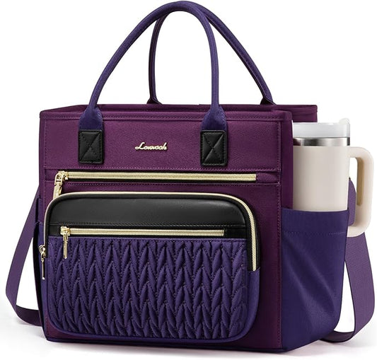 LOVEVOOK Insulated Lunch Bag Women,Wide Opening Adult Lunch Box Women with Cup Holder,Large Leakproof Cooler Bag for Work Picnic Beach Family College Mom,Lunch Teacher Breast Pump Diaper Tote Bag