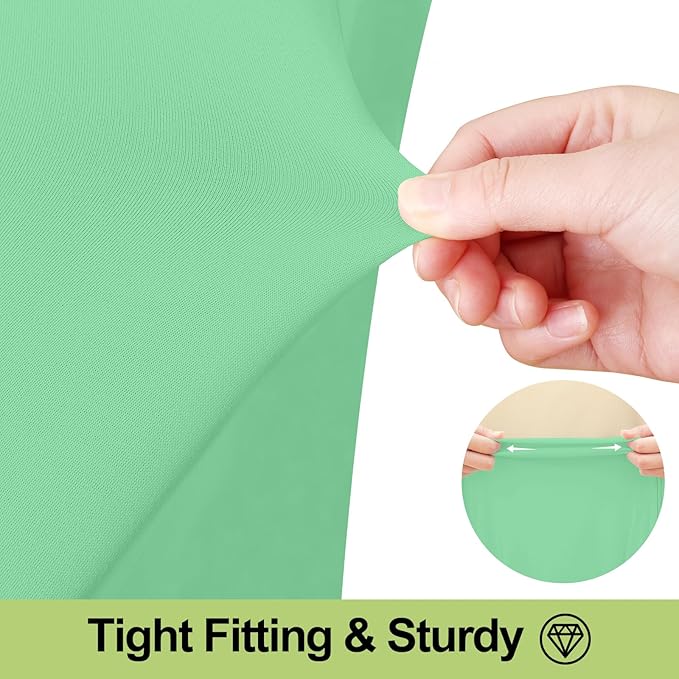 Smiry Spandex Tablecloth, Elastic Fitted Stretch Tablecloth for 8FT Rectangle Tables, Waterproof Washable Table Cover Skirt for Outdoor, Wedding, Banquet & Parties (Bright Green, 96Lx30Wx30H Inch)