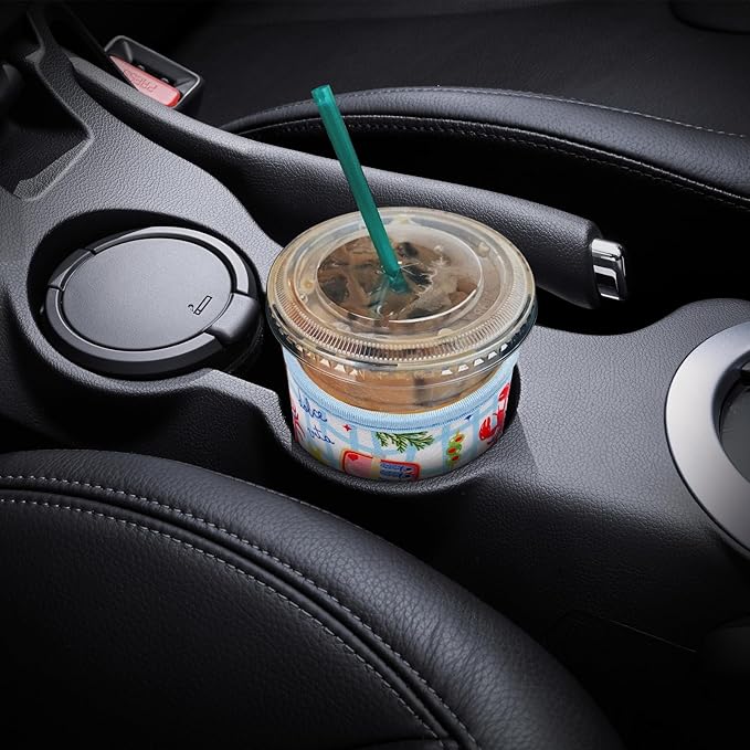 YR Reusable Neoprene Insulator Sleeve for Iced Coffee Cups, 3 Pack Coffee Coolies sleeves for Iced & Hot Drinks, Cold Beverage Cooler Compatible with Starbucks Coffee and More (Lobster)