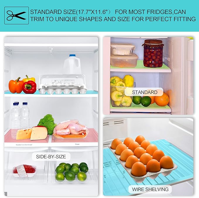 16 Pcs Refrigerator Liners Mats Washable, Refrigerator Mats Liner Waterproof Oilproof, Shinywear Fridge Liners for Shelves, Cover Pads for Freezer Glass Shelf Cupboard Cabinet Drawer (16 Clear)