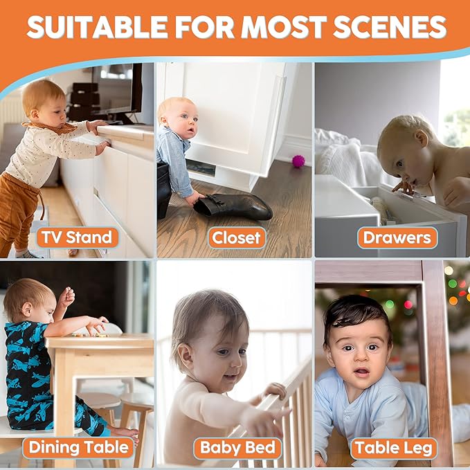 Baby Proofing, Edge Protector 100% Silicone, Soft Corner Protectors for Kids, Pre-Tape Adhesive Edge Guard for Kids Safety, Child Drawer Furniture Cabinet Bumper (6.6ft 0.6x0.6in(Width))