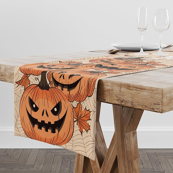 OHOME Halloween Decor Indoor - Table Runner Indoor Outdoor - Halloween Decorations Party Favors Supplies Backdrop Tablecloth for Home Office Kitchen