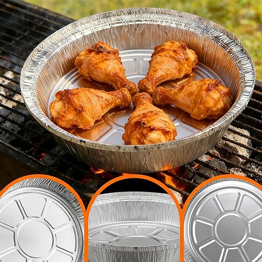 50 Pack 9" Round Aluminum Pans with Clear Lids, Pie Tins Disposable Foil Pans with Lids, Take Out Containers, Freezer Oven Safe Aluminum Baking Pans for Storing, Baking, Meal Prep & Reheating