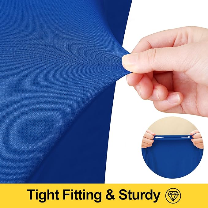 Smiry Spandex Tablecloth 2 Pack, Elastic Fitted Stretch Tablecloth for 8FT Rectangle Tables, Waterproof Washable Table Cover Skirt for Outdoor, Wedding, Banquet & Parties (Blue, 96Lx30Wx30H Inch)