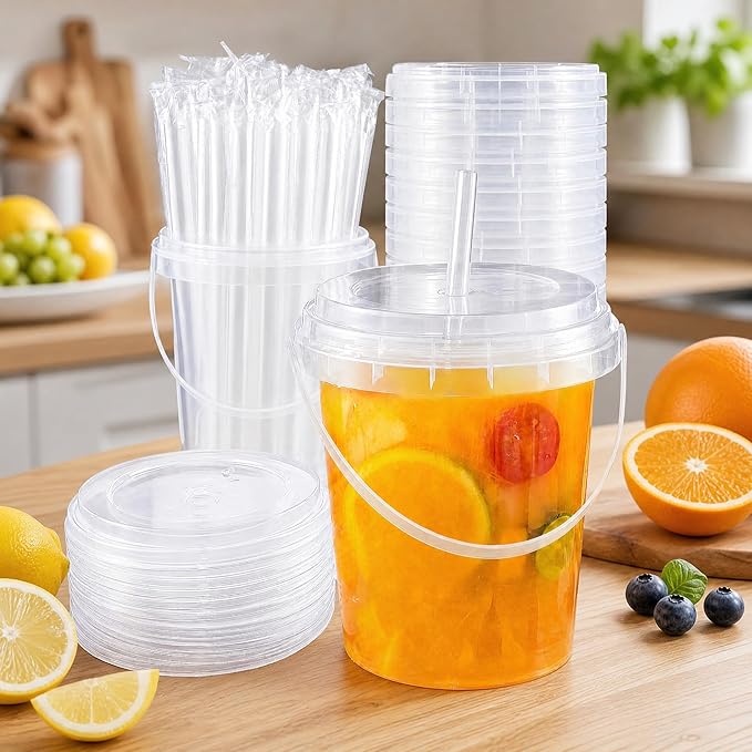 30 Pack 34oz Plastic Cups with Lids and Straws, Disposable Coffee Cups with Lids, Sturdy & Food Safe To Go Cups for Cold & Hot Drinks/Smoothies, Fruit Drinks Cups for Summer Beverages, Bar/Beach Party