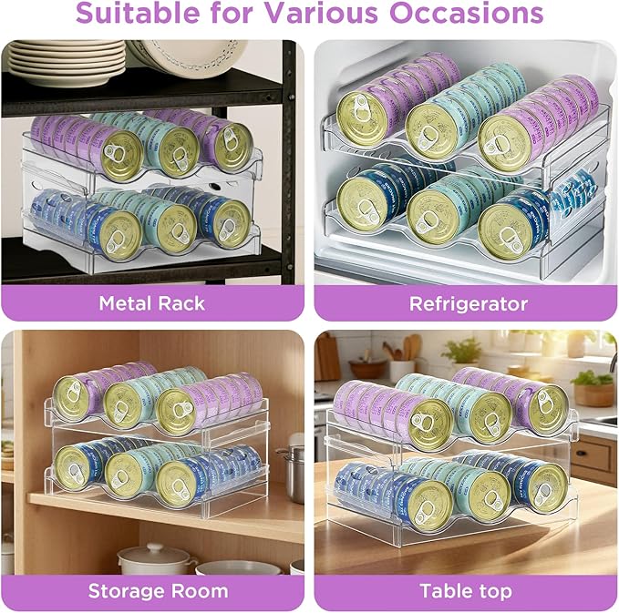 Large Cat Food Can Organizer – 4-Tier Holds 72 Cans (3oz–12.5oz), Clear Acrylic Mold-Proof Stackable Storage, Canned Food Pantry Organizer for Multi-Cat Households, Kitchen & Countertop (4 Layers)