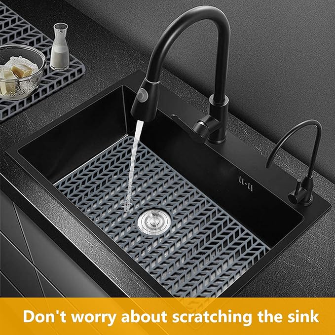 Sink Protectors for Kitchen Sink 12" 13" 16" 18" 19" 24" 26" 28" 29" 30",Silicone Kitchen Sink mats Protector for Bottom of Farmhouse(29.7"x15.5" Center)