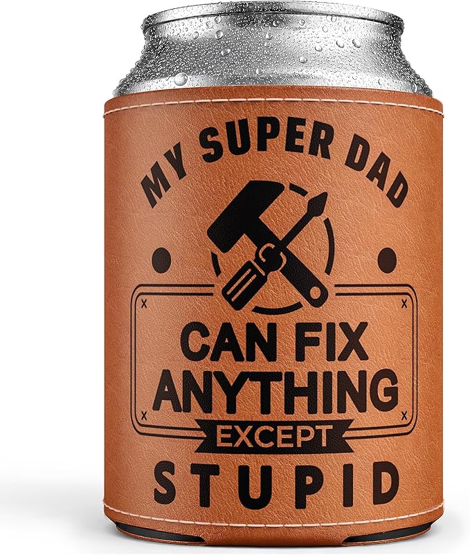 Fathers Day Gift for Dad- Keeps Cold 12Oz Can Cooler Insulated No Wet Hands, Dad Birthday Gifts from Daughter Son with Gift Box for Father's Day Retirement, Cauife Slim Can Koozie for Beer Soda