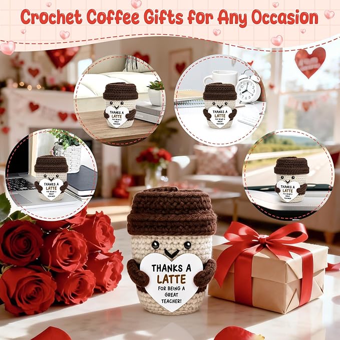 Teacher Appreciation Gift End of Year Teachers Week Day Coffee Lover Teacher Women Men from Students Handmade Crochet Coffee Mug Desk Decor Birthday Thank You Back to School Math Art Music Dance