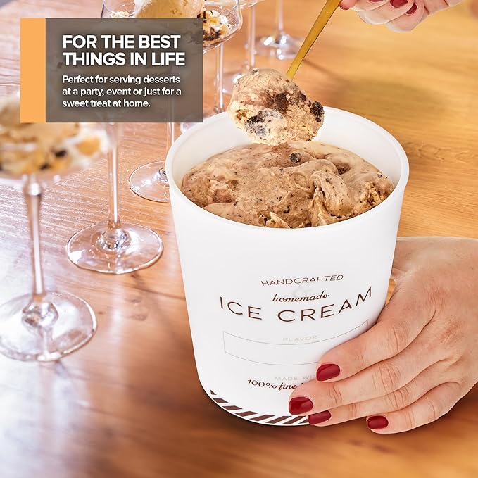 32 oz Ice Cream Containers with Airtight Silicone Lids ( 4-Pack ) Homemade Ice Cream Container perfect for storing Gelato, Sorbet & Frozen Yogurt, Reusable 2 Pint Ice Cream Container with Lids