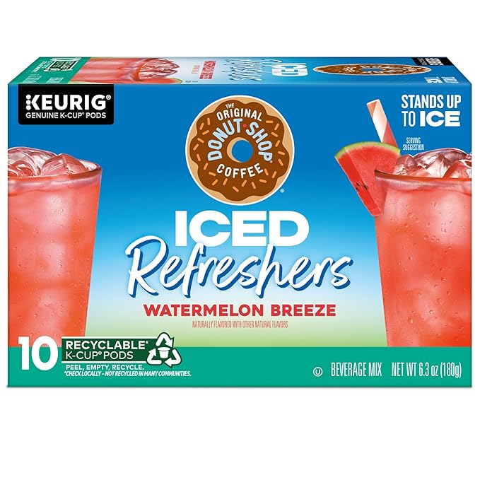The Original Donut Shop Iced Refreshers, Watermelon Breeze Flavor, Keurig Single Serve K-Cup Pods, Brew Over Ice, 60 Count (6 Packs of 10)