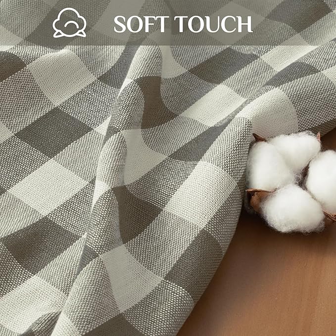 Softalker Checkered Tablecloth Square, Outdoor Linen Cotton Gingham Table Cloth with Tassel, Heavy Duty Wrinkle Free Buffalo Plaid Table Cover for Kitchen Dining Summer Party - 55 x 55 Inch, Coffee