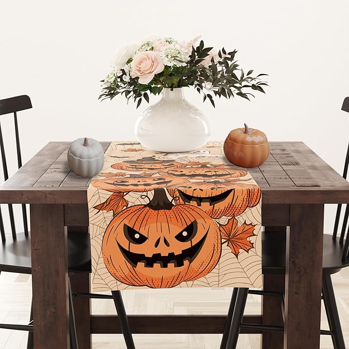 OHOME Halloween Decor Indoor - Table Runner Indoor Outdoor - Halloween Decorations Party Favors Supplies Backdrop Tablecloth for Home Office Kitchen