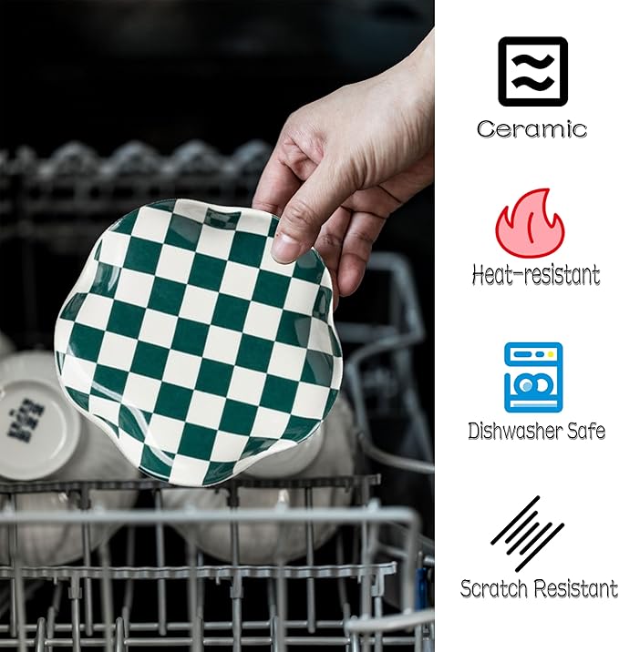 Checkered Spoon Rest for Kitchen Counter, Cooking Spoon Holder for Stove Top, Large Utensil Spatula Rest Tray, Cute Kitchen Gadgets Gift for Housewarmings Weddings