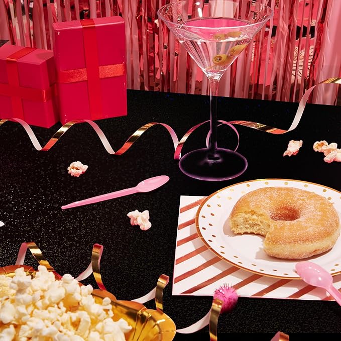 Just Shimmer Sparkling Holographic Laser Tablecloth - Shimmering, Waterproof, Easy to Clean - Ideal for Halloween, Bachelorette, Birthday, Wedding, and Anniversary Party Decorations (Red & Black, 2)