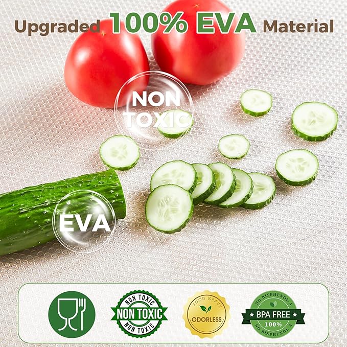 100% EVA Shelf Liner for Kitchen Cabinet, 20" x 240" Drawer Liners Non Adhesive Non Slip Waterproof Plastic Paper, Dresser Pantry Bathroom Refrigerator Protector, Clear