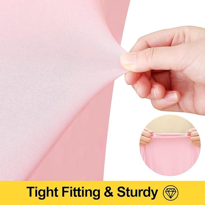Smiry Spandex Tablecloth 2 Pack, Elastic Fitted Stretch Tablecloth for 6FT Rectangle Tables, Waterproof Washable Table Cover Skirt for Wedding, Banquet & Parties (Pink, 72Lx30Wx30H Inch)