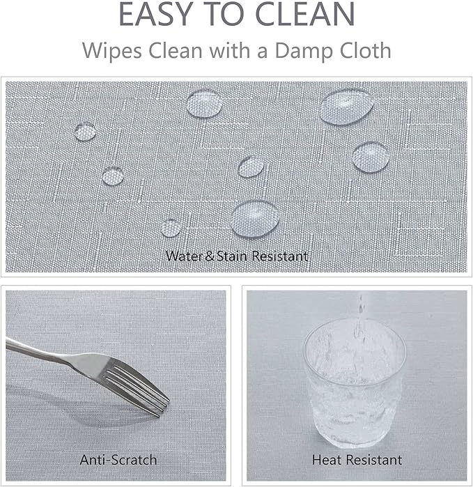 Veblandy Textured Rectangle Tablecloth 60x104 inch Table Cloth Water Resistant Wrinkle Free Spill-Proof, Decorative Fabric Table Cover Washable for Banquet Parties Event Holiday Dinner, Light Grey