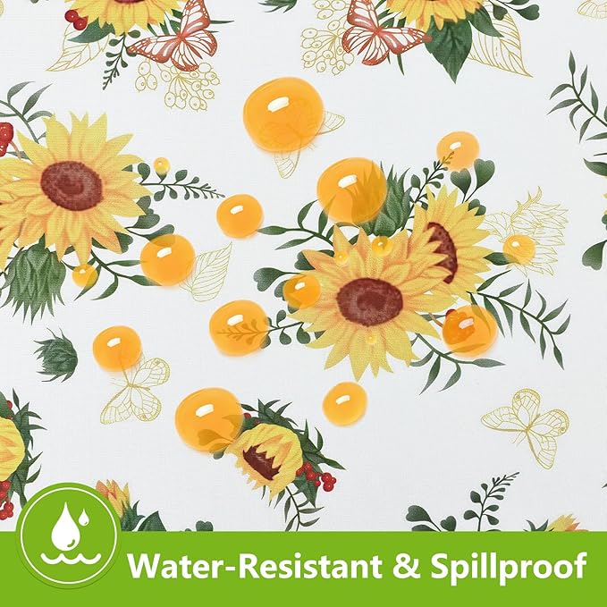 Smiry Spandex Fitted Tablecloth for 6 Foot Rectangle Tables, Washable Picnic Table Cover with Elastic, Stretch Reusable Table Cloth for Outdoor, Camping, Dining & Kitchen (Sunflower, 30"x72")