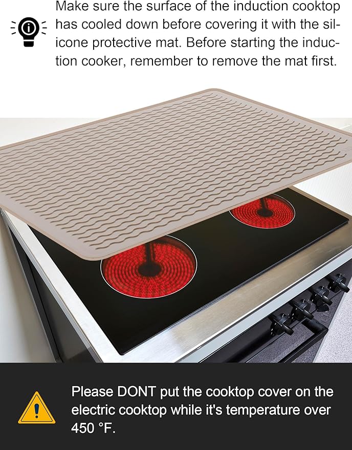 XiFEO Stove Top Covers for Electric Stove, Food Grade Heavy Duty Silicone Glass Stove Top Cover Protector, Induction Cooktop Protector, Heat Resistant Range Ceramic Stove Top Covers Mat, Oven Cover