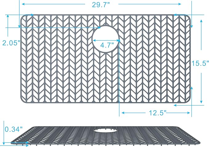Sink Protectors for Kitchen Sink 12" 13" 16" 18" 19" 24" 26" 28" 29" 30" Silicone Kitchen Sink mats Protector for Bottom of Farmhouse Sink(29.7"x15.5" Rear)