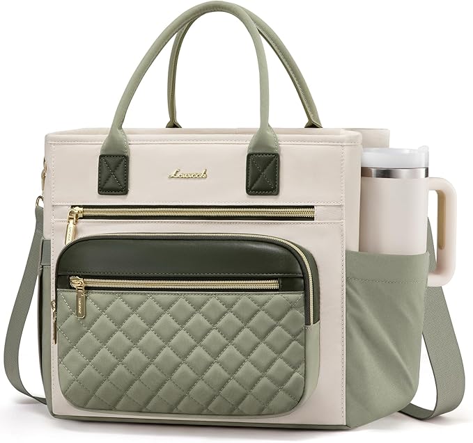 LOVEVOOK Insulated Lunch Bag Women,Wide Opening Adult Lunch Box Women with Cup Holder,Large Leakproof Cooler Bag for Work Picnic Beach Family College Mom,Lunch Teacher Breast Pump Diaper Tote Bag