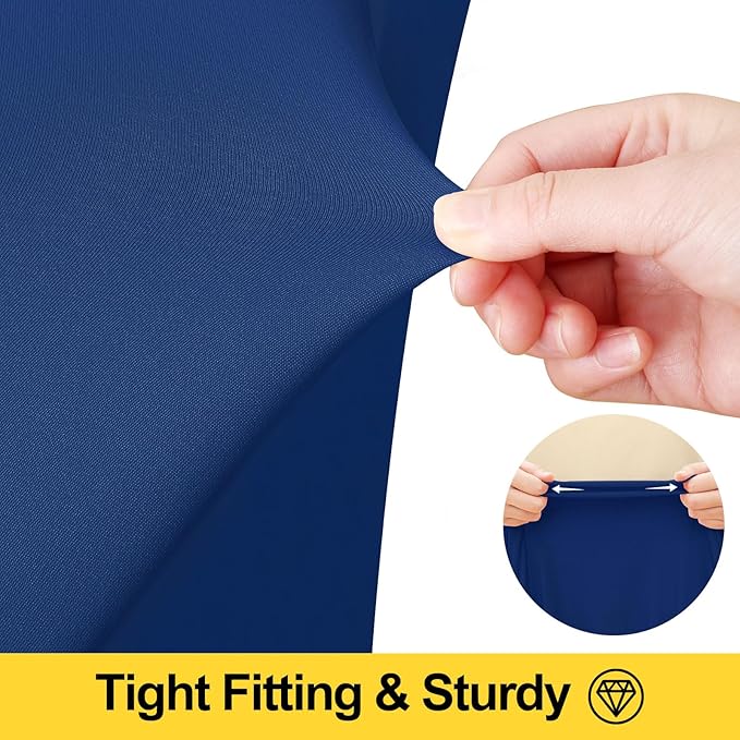 Smiry Spandex Tablecloth, Elastic Fitted Stretch Tablecloth for 4FT Rectangle Tables, Waterproof Washable Table Cover Skirt for Outdoor, Wedding, Banquet & Parties (Navy, 48Lx30Wx30H Inch)
