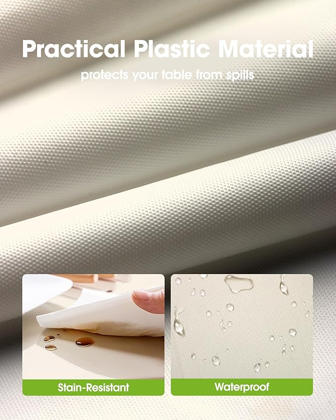 Pureegg Plastic Table Cloth Disposable 10 Pack, 84'' Round Table Cloths, Party, Wedding, Thanksgiving Decorations, Fall Tablecloths, Round, Beige Plastic Cover, Leakproof & Sturdy, Cream, Ivory