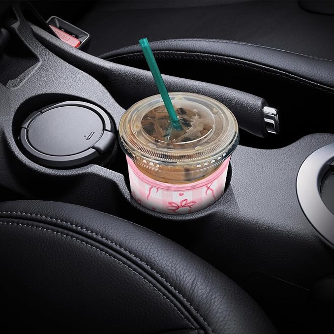 YR Reusable Neoprene Insulator Sleeve for Iced Coffee Cups, 3 Pack Coffee Coolies sleeves for Iced & Hot Drinks, Cold Beverage Cooler Compatible with Starbucks Coffee and More (Cute Bows)