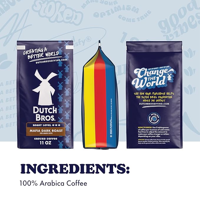 Dutch Bros® Mafia Dark Roast, Ground Coffee, Bagged 11oz (Pack of 3)