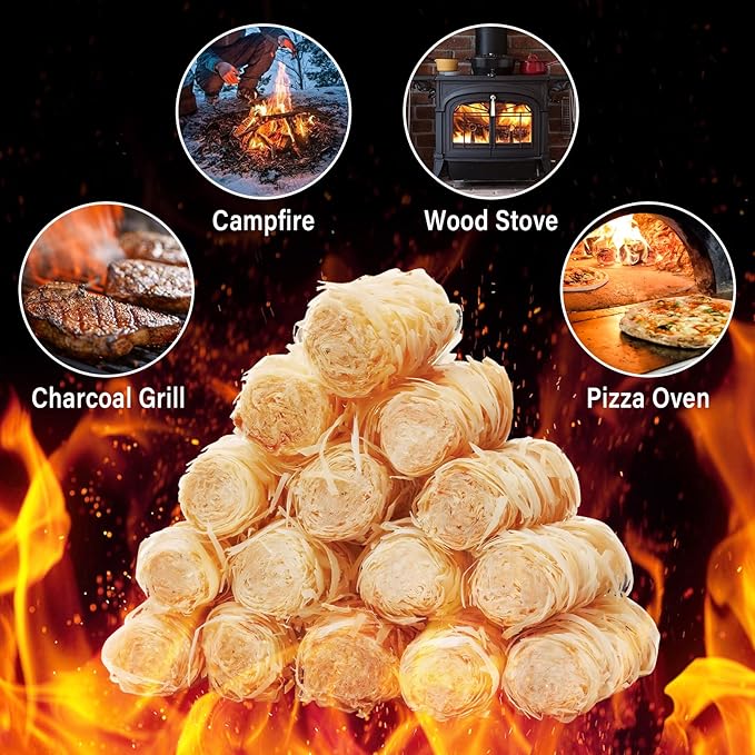 HGD Natural Fire Starters (32 Pcs) - Waterproof & Odorless Charcoal Starters for Fireplace, Campfire, BBQ, Grill, Fire Pit, Wood & Pellet Stove, Chimney, Pizza Oven & Smoker - Indoor & Outdoor Use