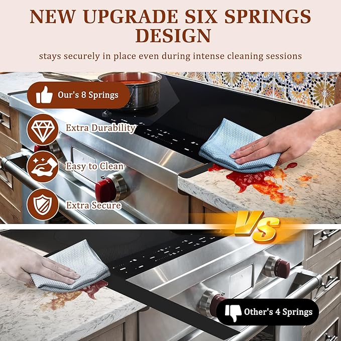 2 Pack Expandable Stainless Steel Stove Gap Covers (13.8"-27.6"), Retractable Fill the Gap Between Stove & Counter Top with Heat Resistant Range Trim & Guard, Slide-in Seamless Kitchen Accessory Kit
