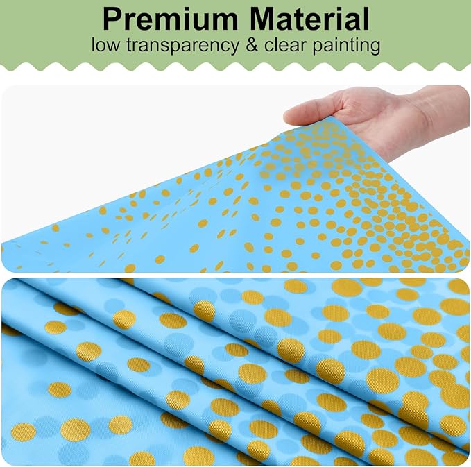 misaya 10 Packs Dot Disposable Table Cloth, 54 x 108 Inch Waterproof Plastic Tablecloth, Rectangle Gold Dots in Light Blue Table Covers for Picnic, Birthday, Party
