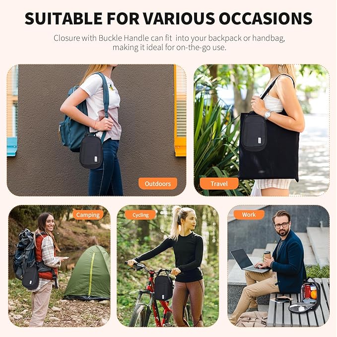 NOL Natural Organic Lifestyle Insulated Lunch Bag for Adult - Snack Bag Lunch Cooler Bag Soft Lunch Tote Bag for Work, Black