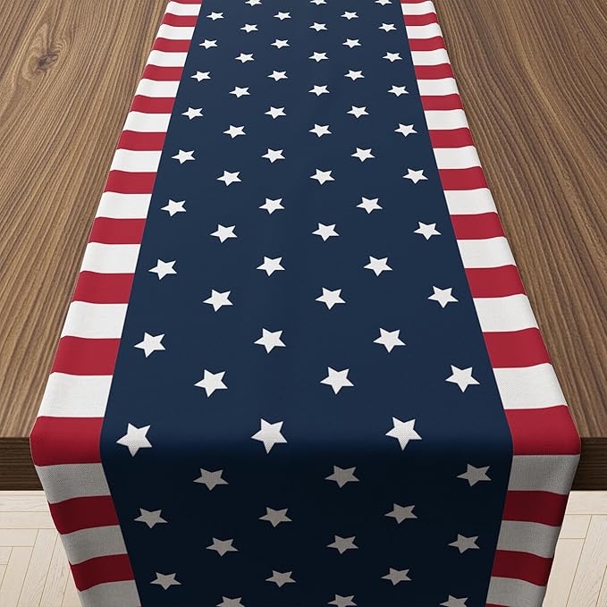 4th of July Decorations, Patriotic USA Stars Table Runner for 250 Anniversary USA Merchandise | Memorial Day Decorations - Fourth of July Accessories Decor for Home Party Supplies Outdoor Indoor