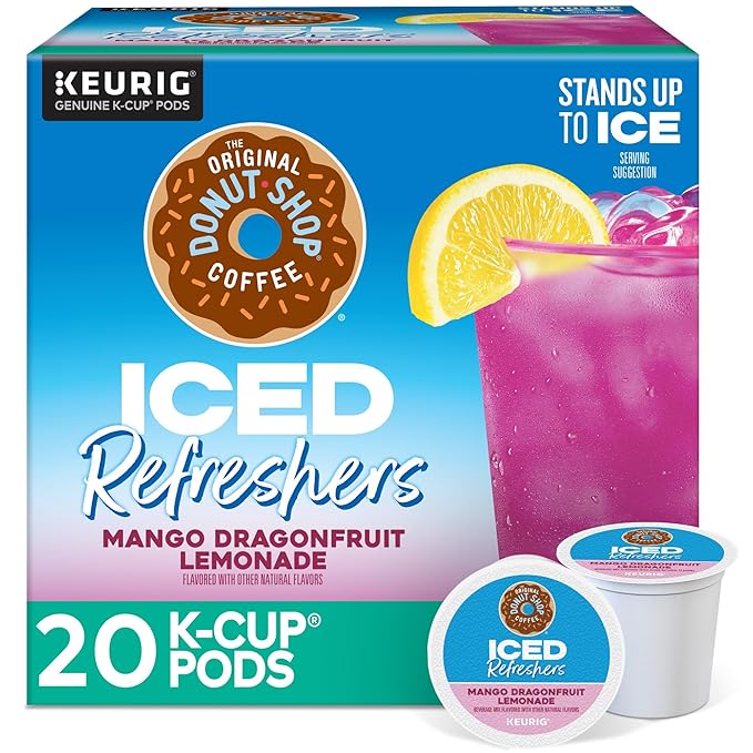 The Original Donut Shop Iced Refreshers, Mango Dragonfruit Lemonade Flavor, Keurig Single Serve K-Cup Pods, 20 Count