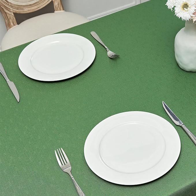 Veblandy 2 Pack Rectangle Tablecloth, 60x120 inch, Water Resistant Wrinkle Free Linen Textured Table Cloth Washable, Decorative Fabric Table Cover for Dining, Party and Camping, Green